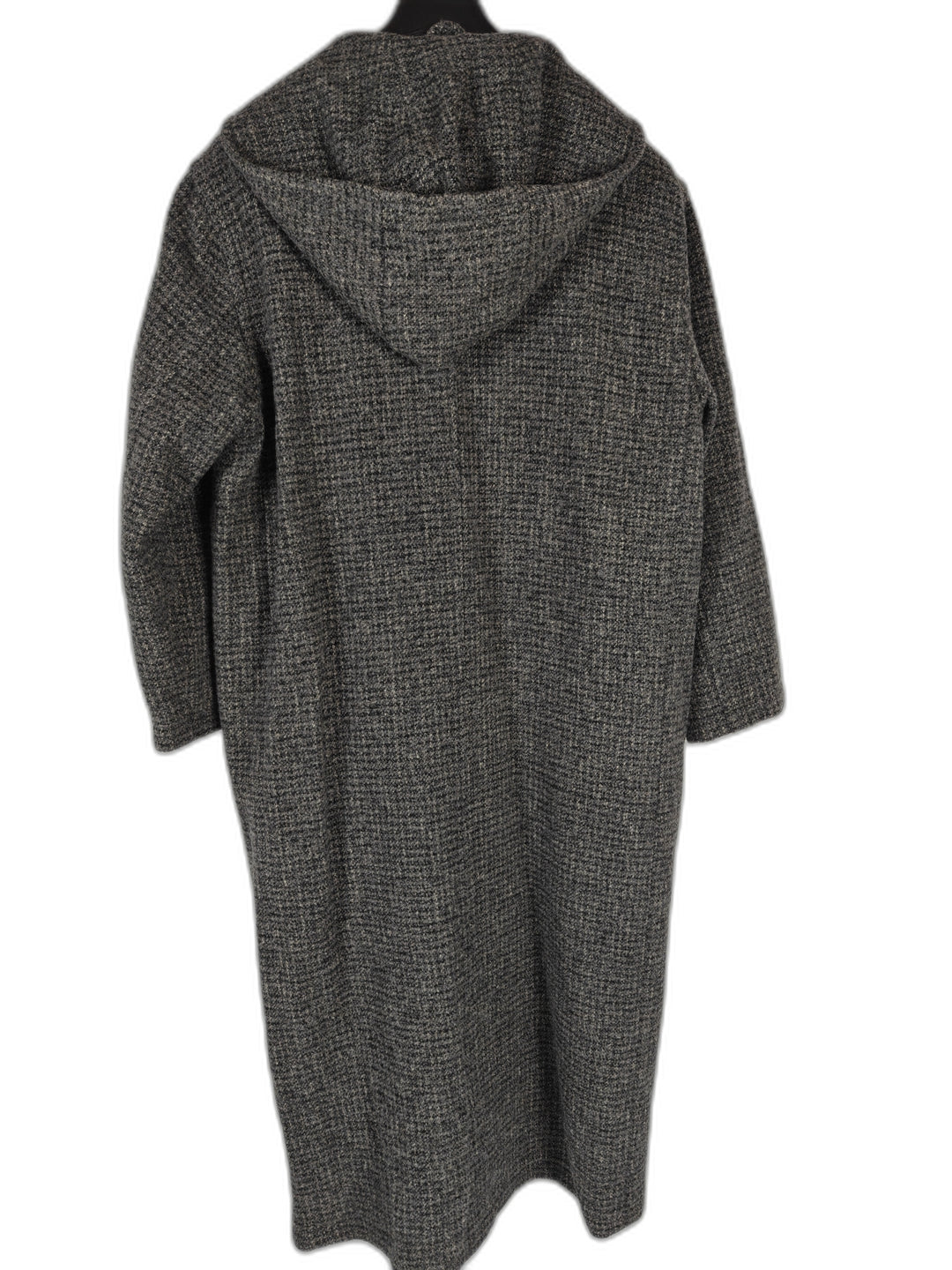 Womens Larry Levine Hooded Wool Blend Long Coat Gray Size Large