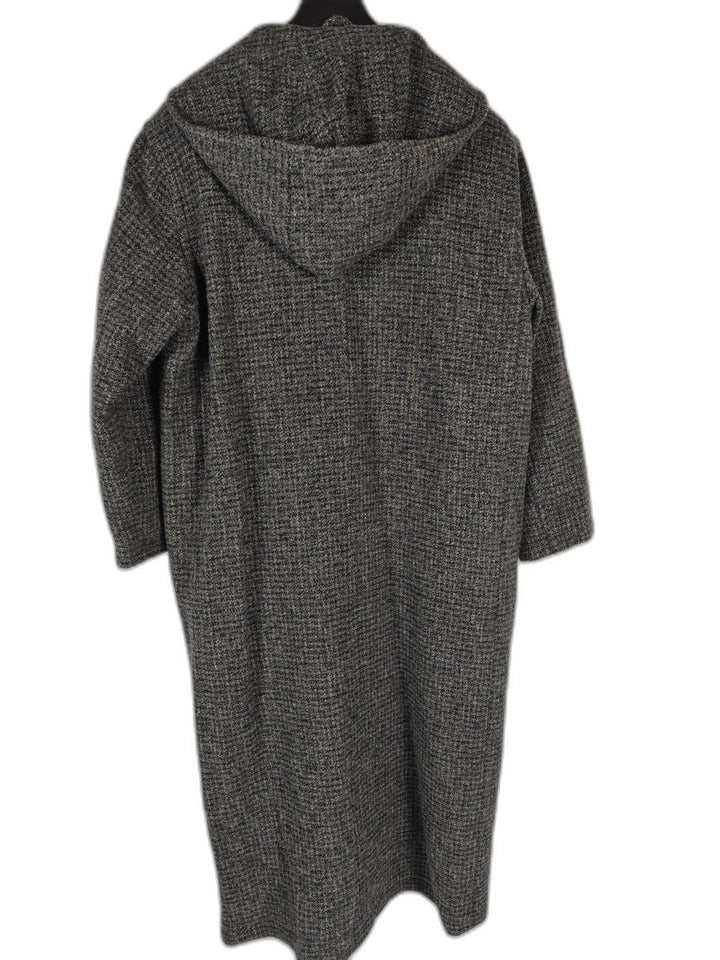 Womens Larry Levine Hooded Wool Blend Long Coat Gray Size Large