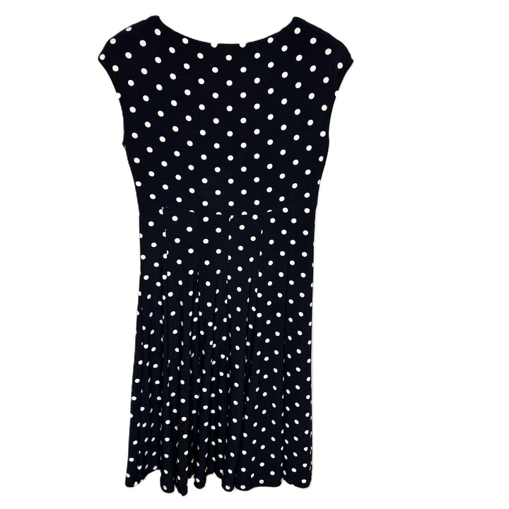 Lauren Ralph Lauren Black Polka Dot Swing Dress, Short Sleeve, Knee-Length, Size 6P