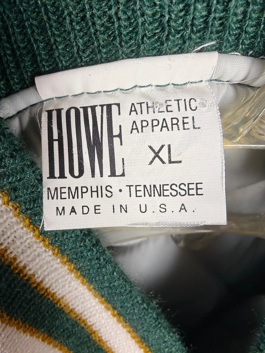 Mens Howe Athletic Apparel Varsity Jacket Green Tan XL