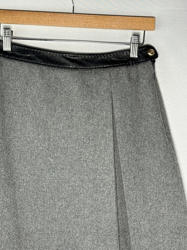Womens Dunst Gray Black Wool Blend Pleated A Line Mini Skirt Size Small