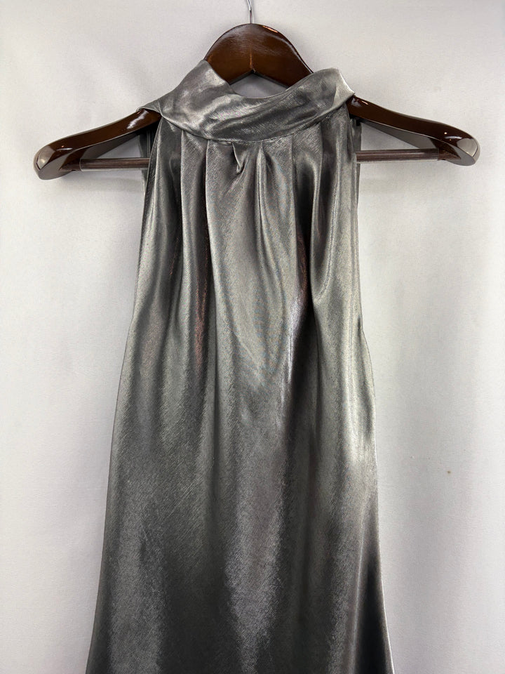 Women’s Pelicana Large Metallic Gray Sleeveless Midi Dress