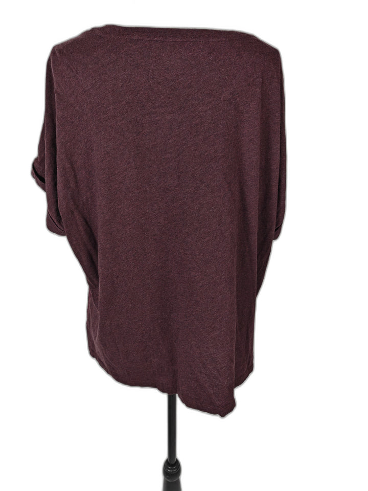 Women Ann Taylor LOFT Lace Front Blouse Burgundy Size XL