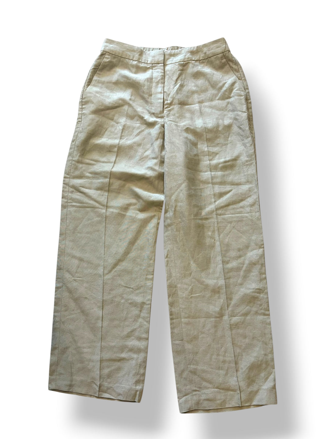 Aritzia Limitless Linen Curve Fit High Rise Wide Leg Pants Size 12 Olive Tan NWT
