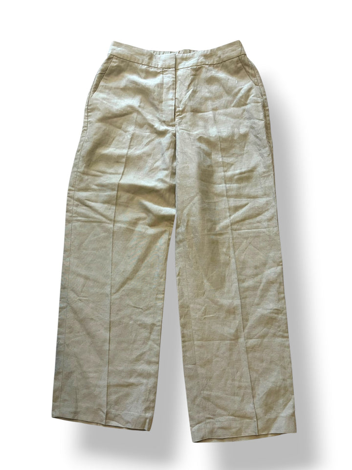 Aritzia Limitless Linen Curve Fit High Rise Wide Leg Pants Size 12 Olive Tan NWT