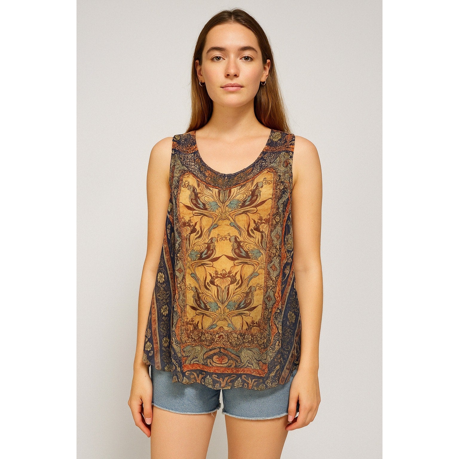 Women's One World Sleeveless Mosaic Lined Tunic Sz 1X