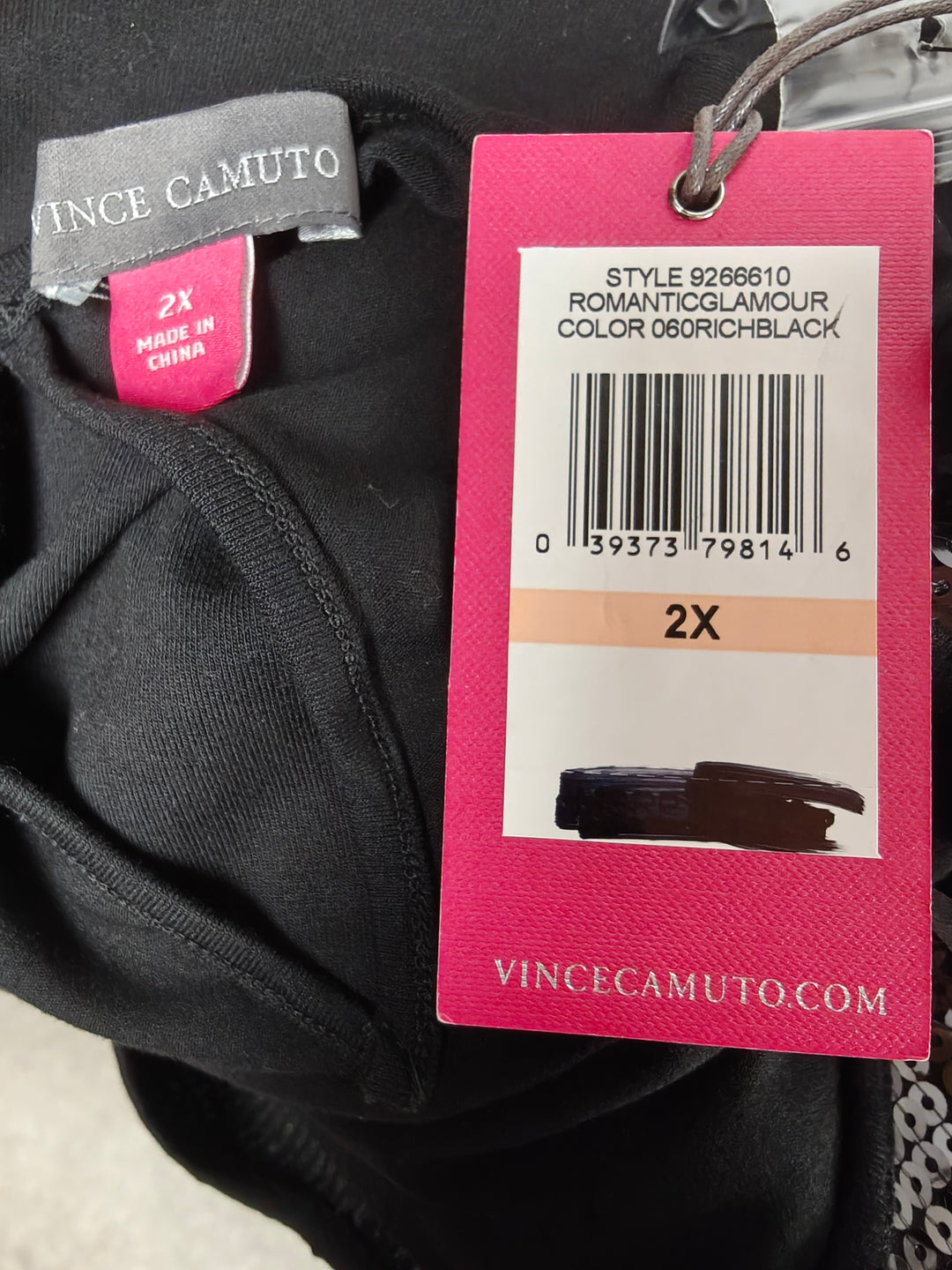 Womens Vince Camuto Sequin Tunic Black Size 2X Sleeveless Top NWT
