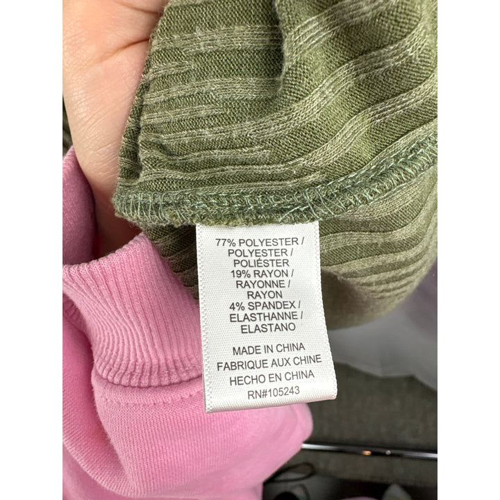 Women’s Bobeau Medium Olive Green Short Sleeve Sweater