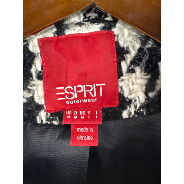 Women’s Esprit Medium Black & White Check Patterned Peacoat