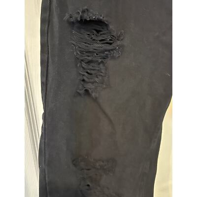 Vintage Distressed Black Denim Jeans With Ripped Knees & Back Pocket
