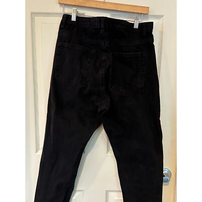 Vintage Distressed Black Denim Jeans With Ripped Knees & Back Pocket