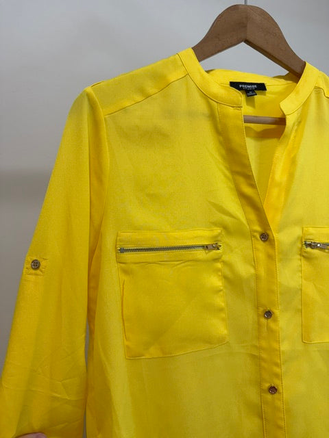 Premise Studio Utility Blouse Vibrant Yellow Roll Tab SzM