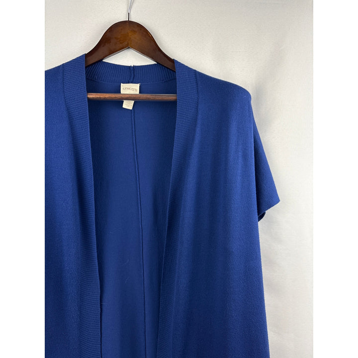 Women’s Chicos Size 1 Royal Blue Short Sleeve Sweater