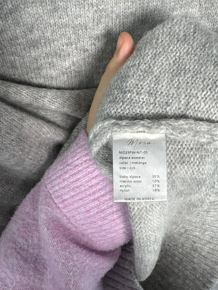 Womens Moia One Size Light Gray Alpaca Blend Crewneck Sweater