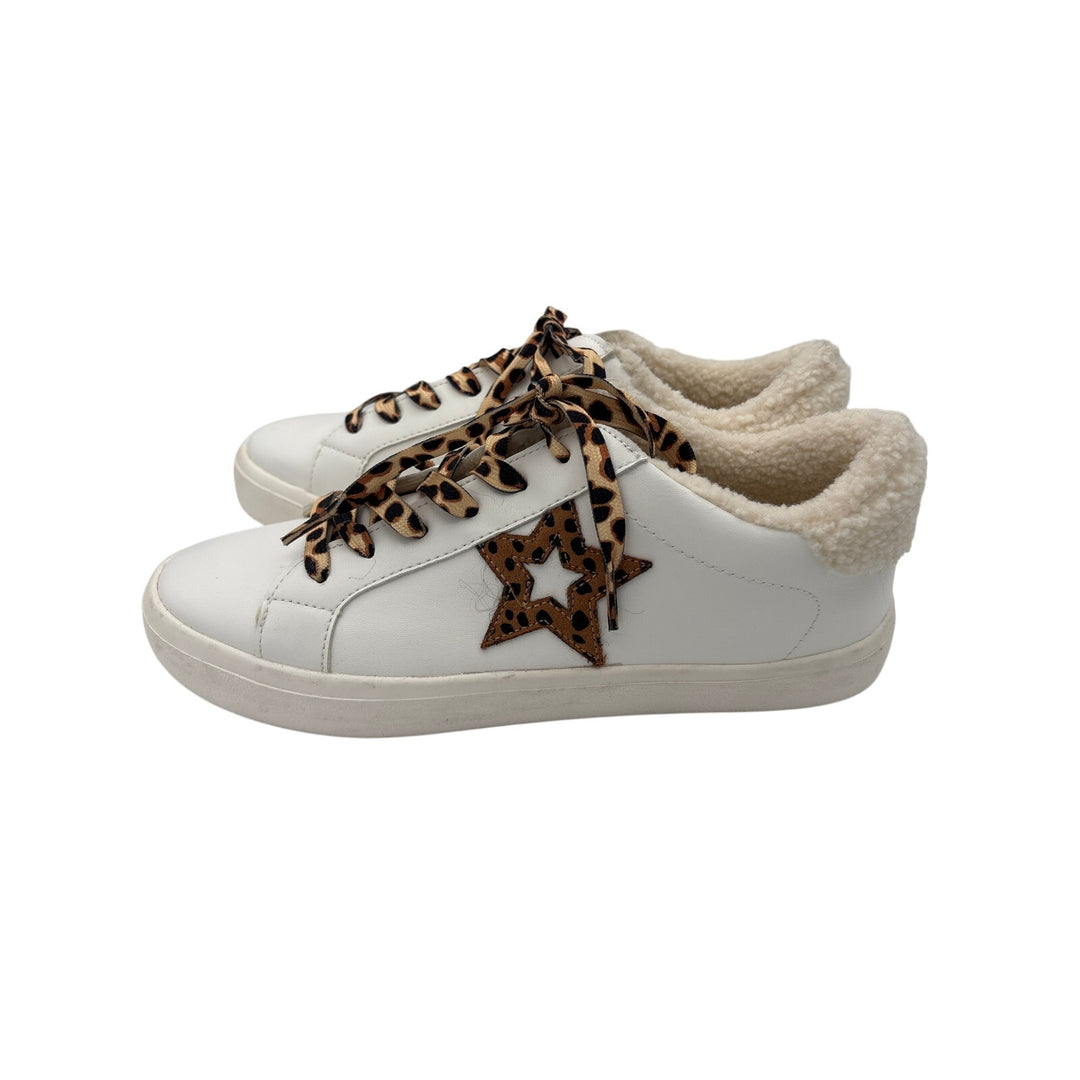 Women’s r2 Size 9 White Sneakers w/ Leopard Print Details