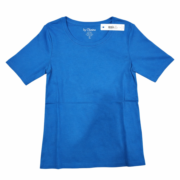 Women’s Chico’s Bella Short Sleeve Basic Knit Top in Beachview Blue Size 1
