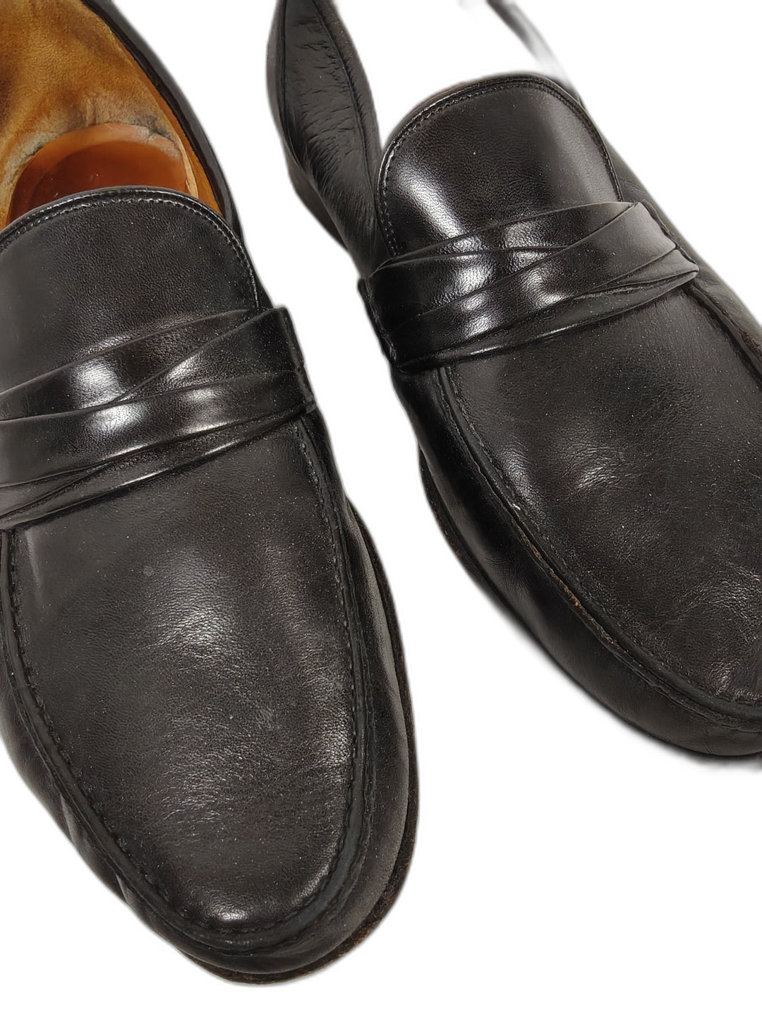 Mens Allen Edmonds Penny Loafers Black Leather Size 13