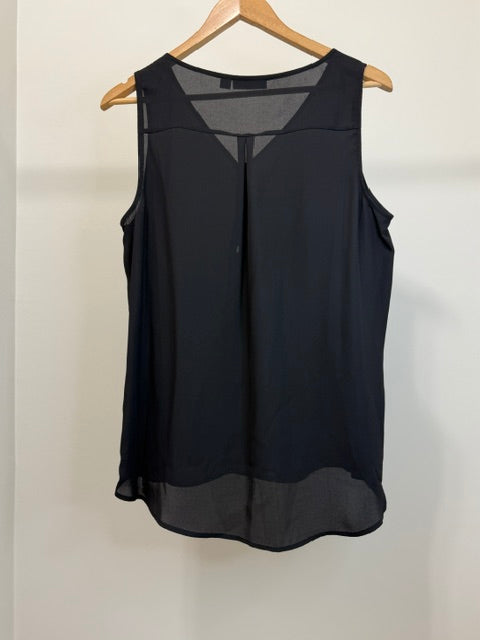Apt. 9 V Neck Button Front Blouse Black Sleeveless SzL