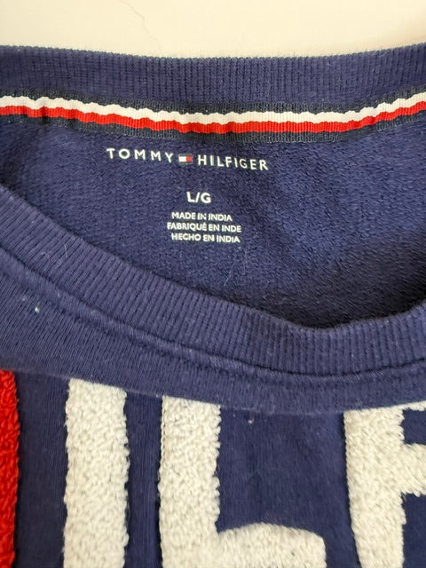 Tommy Hilfiger Navy Textured Logo Crewneck Sweatshirt SzL