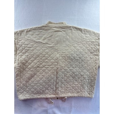 Quilted Beige Bomber Jacket With Front Pockets & Zip Closure ~ Length 25" Sleeve 19" Width 27"