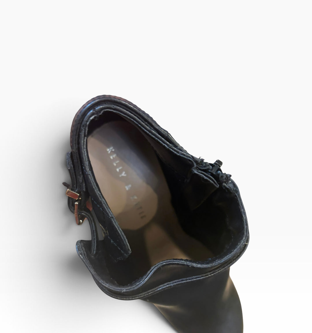 Kelly &amp; Katie Black Quilted Ankle Booties Size 9 Heeled Buckle Zip Platform