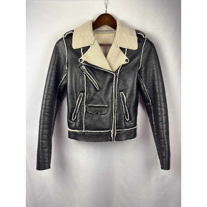 Women’s Vintage Denim & Supply Ralph Lauren Small Black Suede Fur Lined Jacket