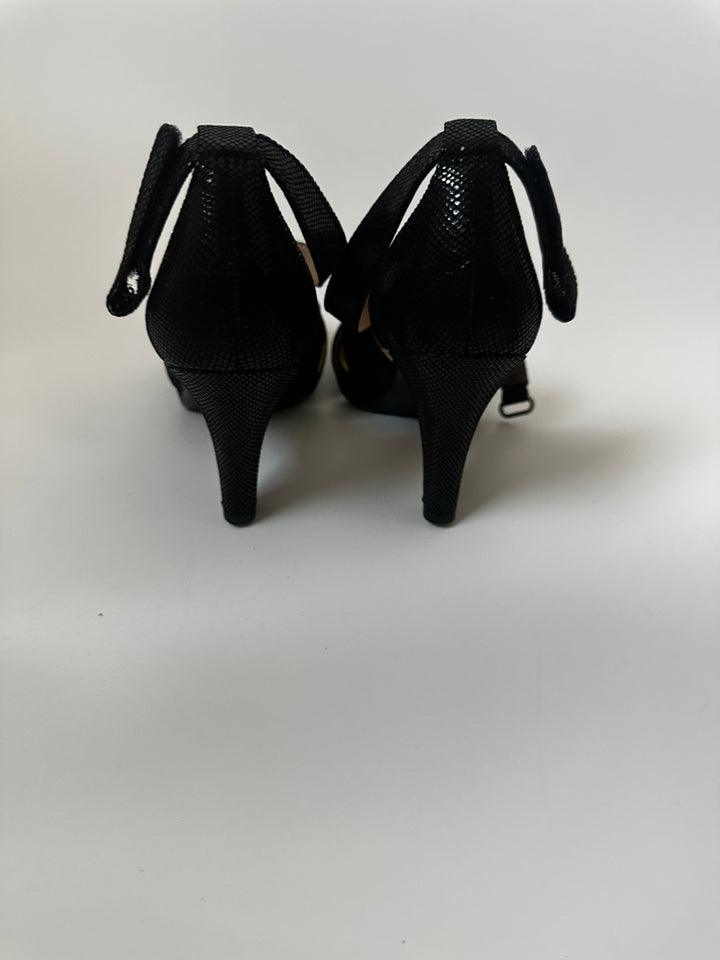 Naturalizer N5 Comfort Black Textured Strappy Heels