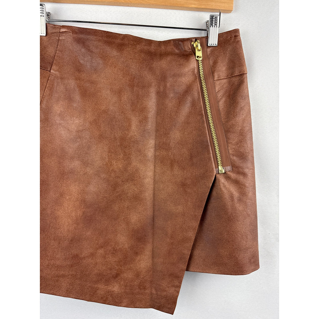 Women’s H&M Size 8 Brown Faux Leather Asymmetrical Skirt