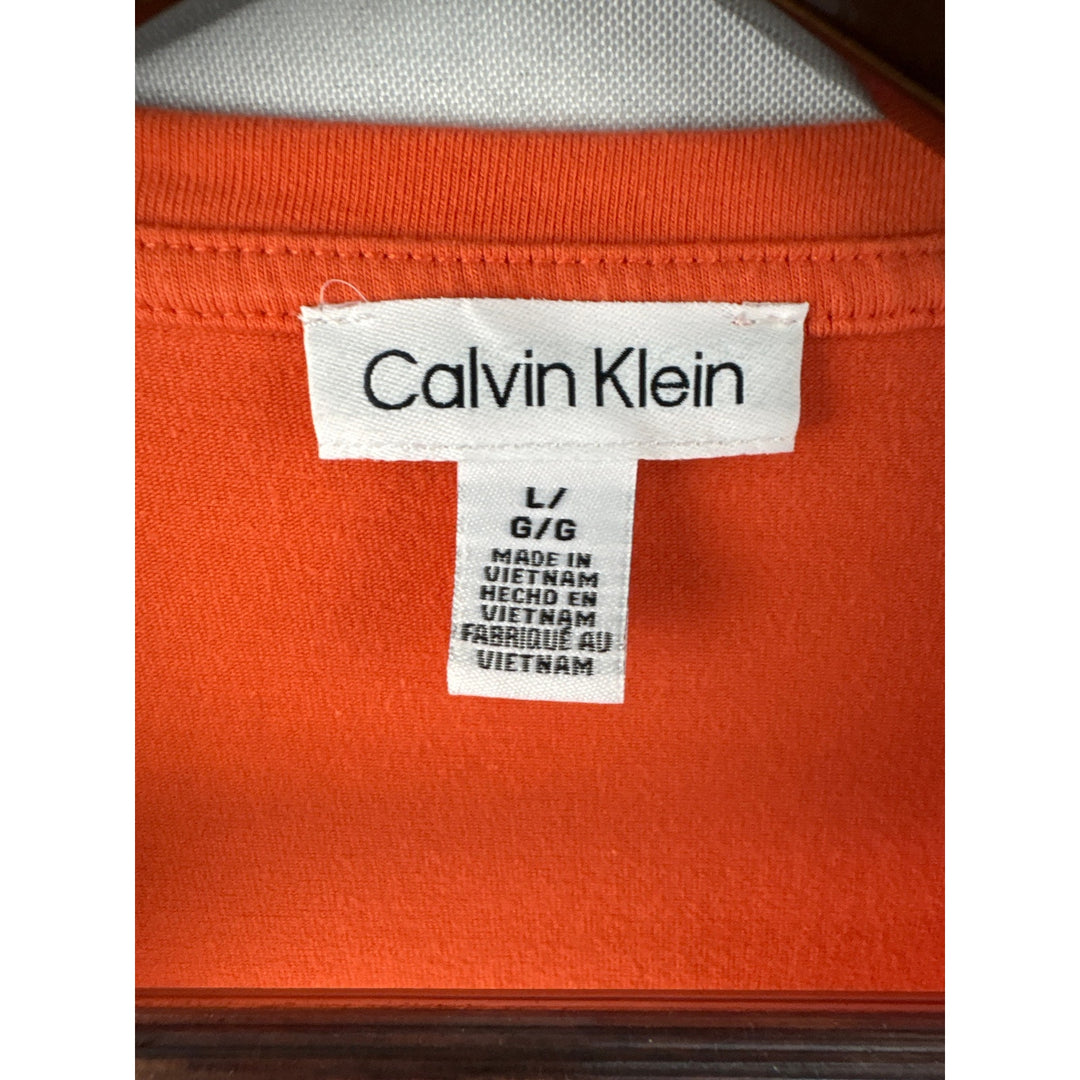 Women’s Calvin Klein Large Orange Long Puff Sleeve Blouse