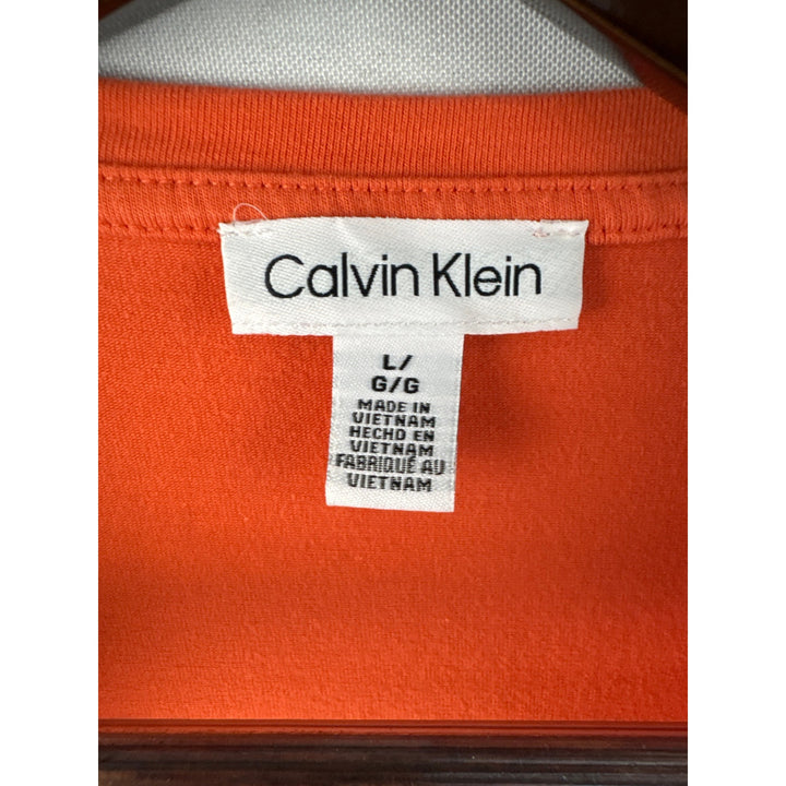 Women’s Calvin Klein Large Orange Long Puff Sleeve Blouse