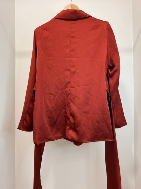 Cider Satin Belted Blazer Rust Burnt Orange NWT SzXL