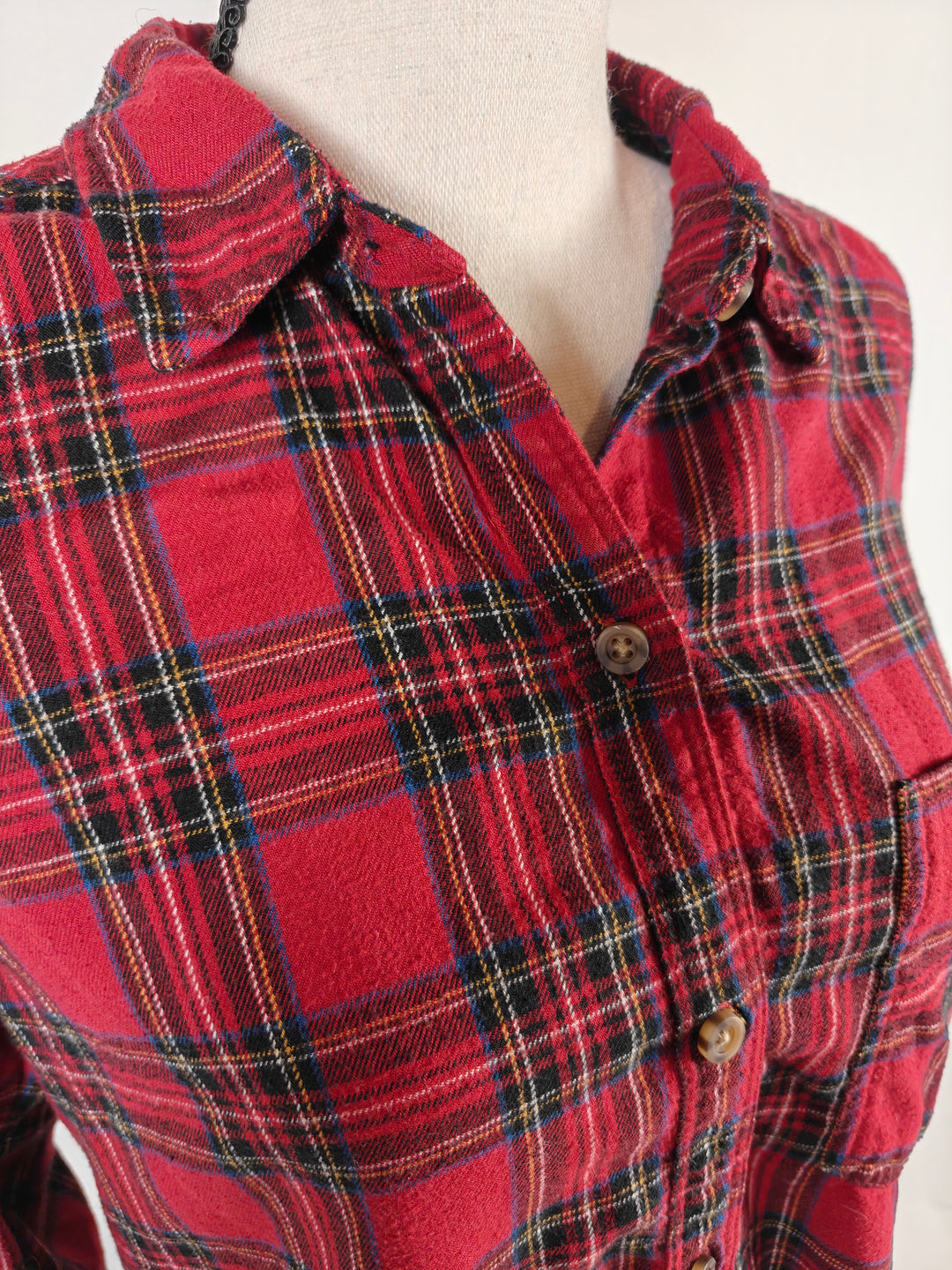 Womens Abercrombie &amp; Fitch Flannel Shirt Red Plaid Size M