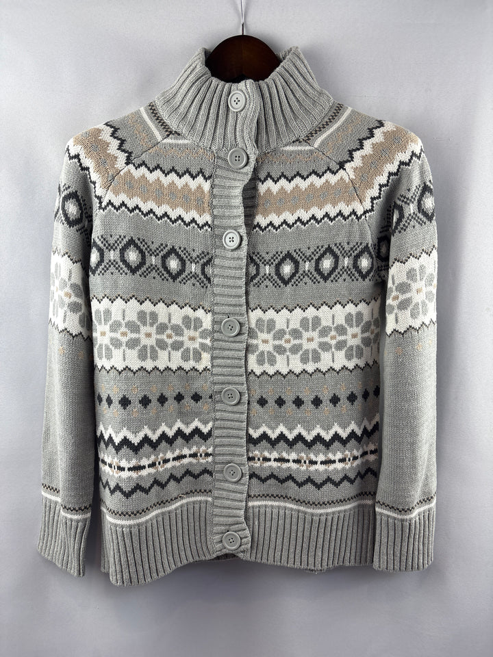 Women’s Basic Editions Small Gray Patterned Cardigan