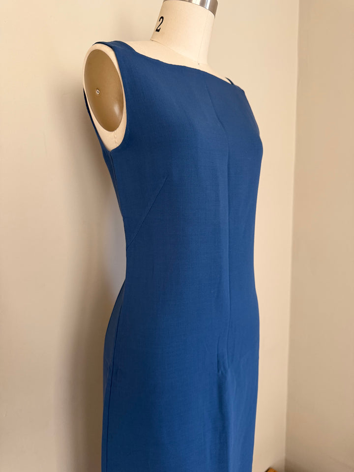 Vintage Calvin Klein Collection Archive 1990s Minimalist Blue Sheath Dress