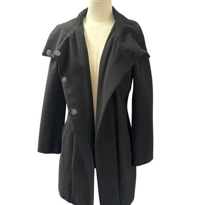 Betabrand Womens Black Wool Hooded Coat L