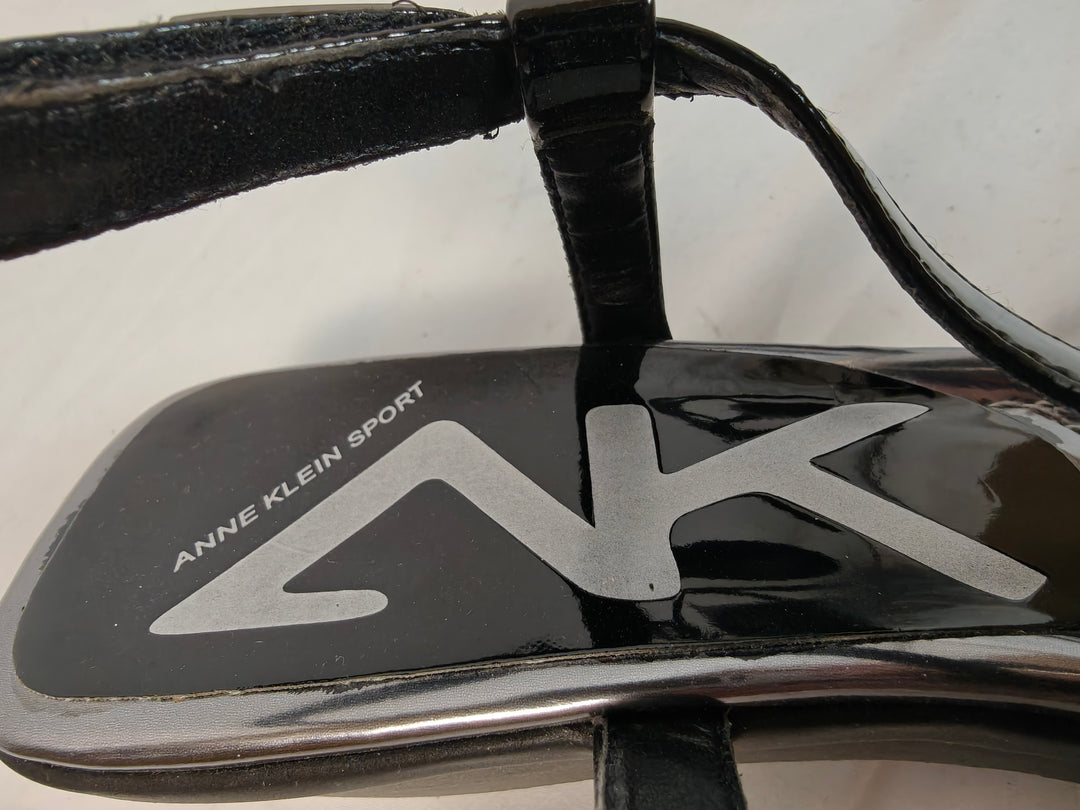 Women Anne Klein Sport Academia Wedge Sandals Black Size 10.5M