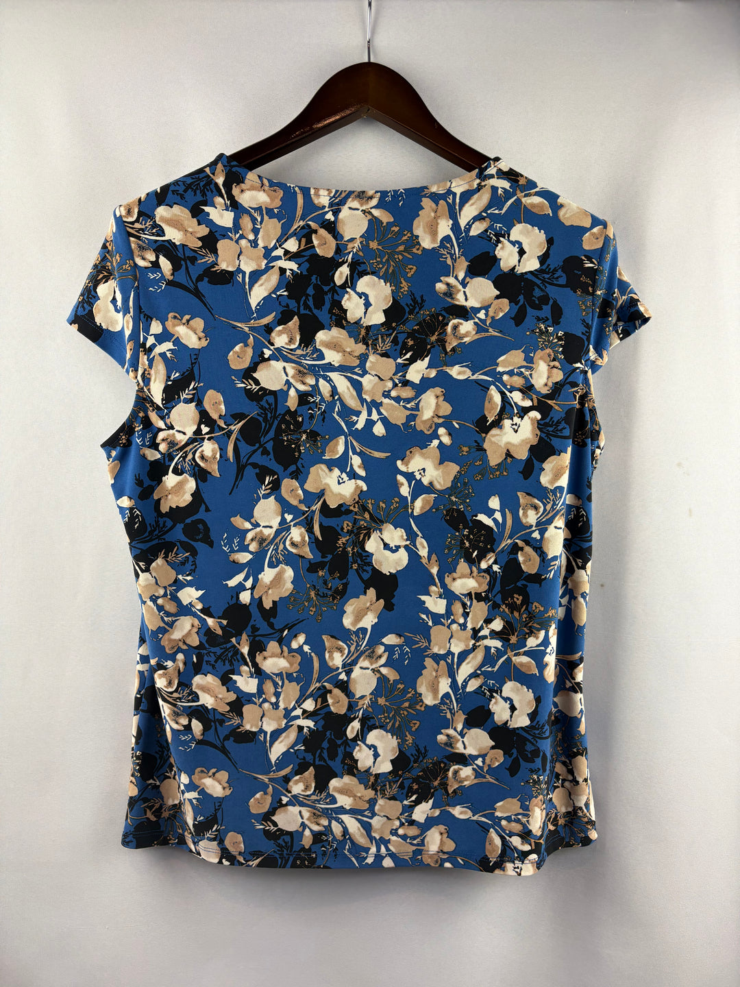 Women’s Kasper Large Blue Floral Short Sleeve Blouse
