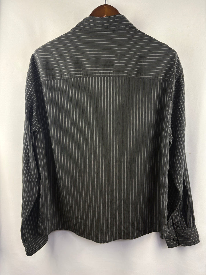 Women’s Zara Medium Black w/ White Stripes Button Up