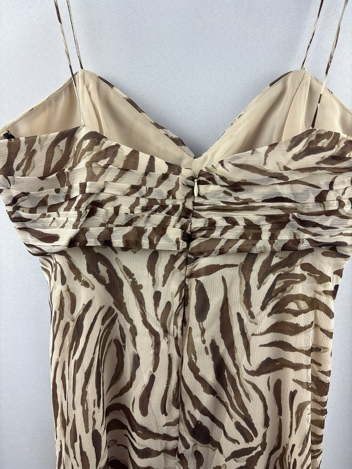 Women’s Milly Size 10 Brown & Tan Animal Print Cocktail Dress