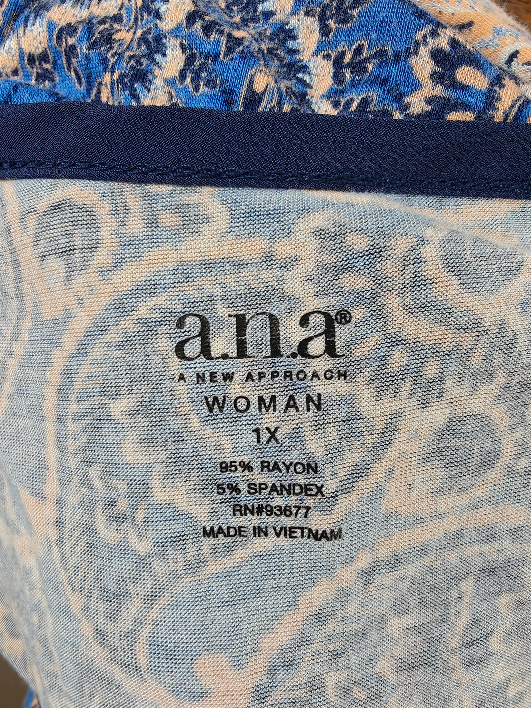 Women’s a.n.a. Sleeveless Midi Dress Blue Paisley Size 1X