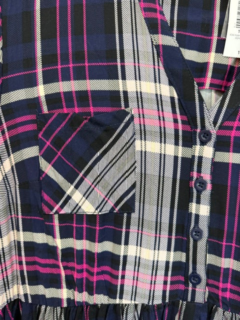 Torrid Plaid Mini Challis Button‑Front Shirt Dress Sz1X(14–16) NWT