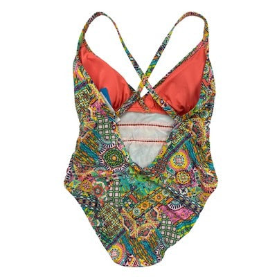 Bleu Rod Beattie Womens One-Piece Swimsuit Size 16 Multicolor Criss-Cross Back