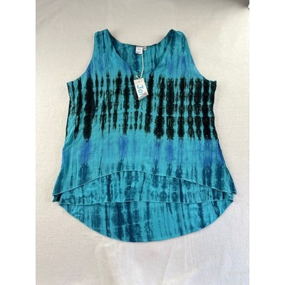 Women’s Jolie Size XL Blue Tie-Dyed Tank.