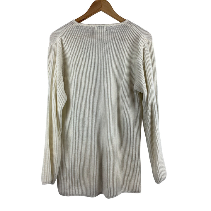 VJ Petites Womens Acrylic Ribbed Zip Cardigan Sweater With Pockets Small Made In China