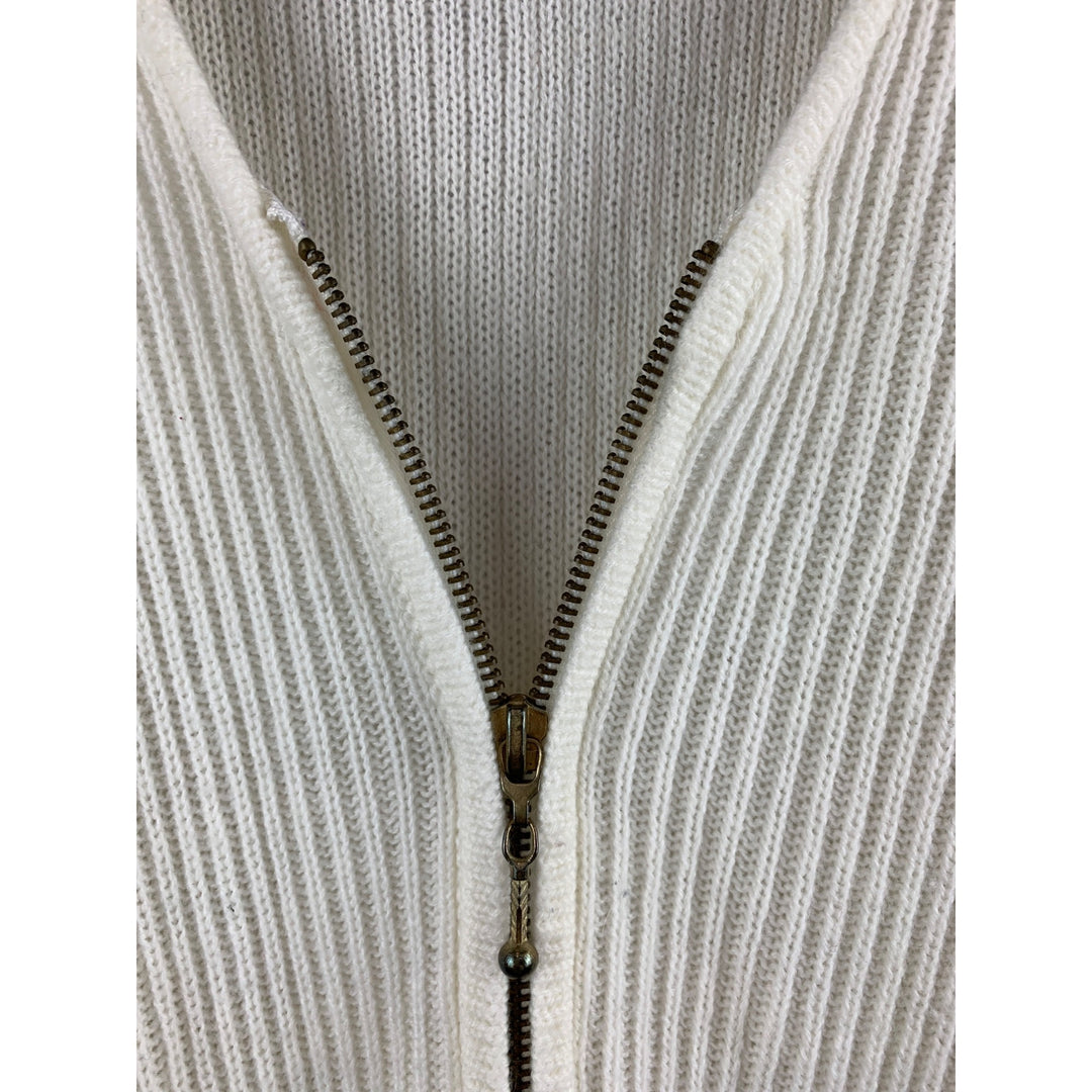 VJ Petites Womens Acrylic Ribbed Zip Cardigan Sweater With Pockets Small Made In China