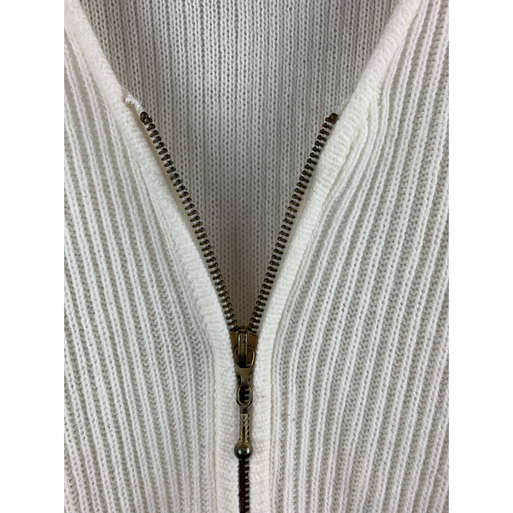 VJ Petites Womens Acrylic Ribbed Zip Cardigan Sweater With Pockets Small Made In China