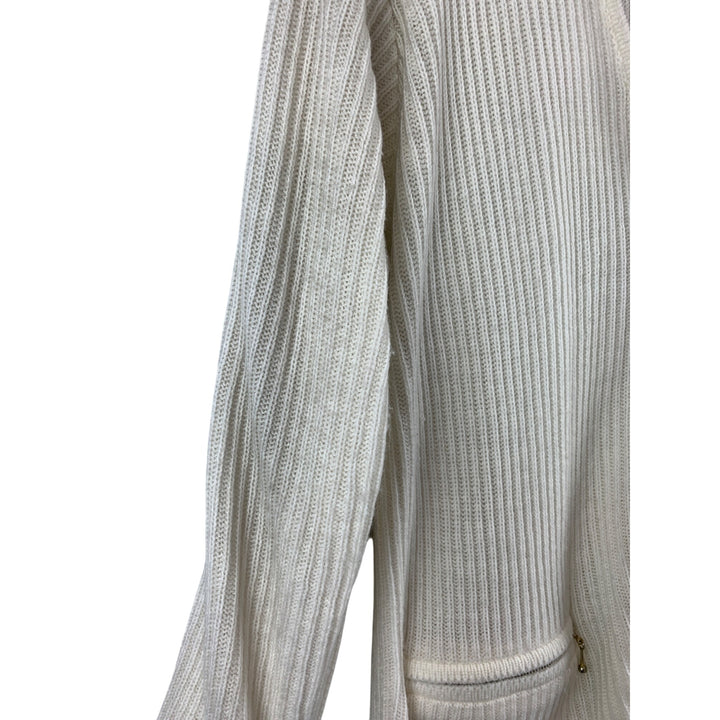 VJ Petites Womens Acrylic Ribbed Zip Cardigan Sweater With Pockets Small Made In China