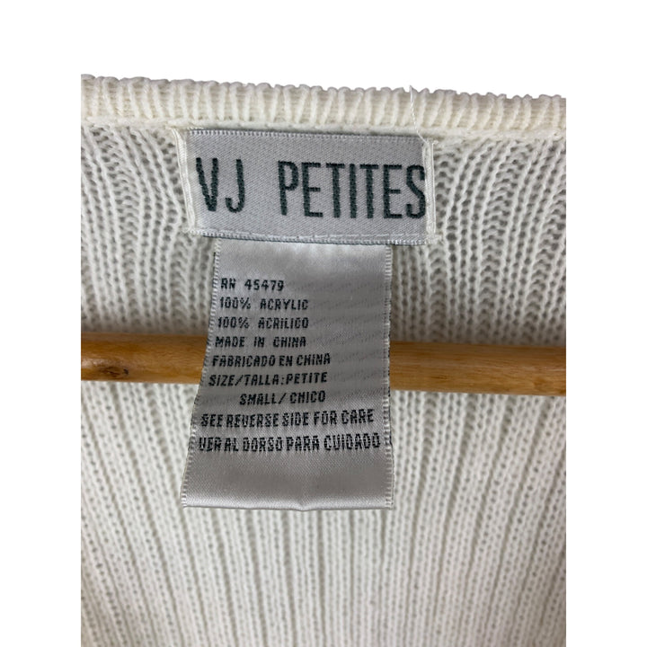 VJ Petites Womens Acrylic Ribbed Zip Cardigan Sweater With Pockets Small Made In China