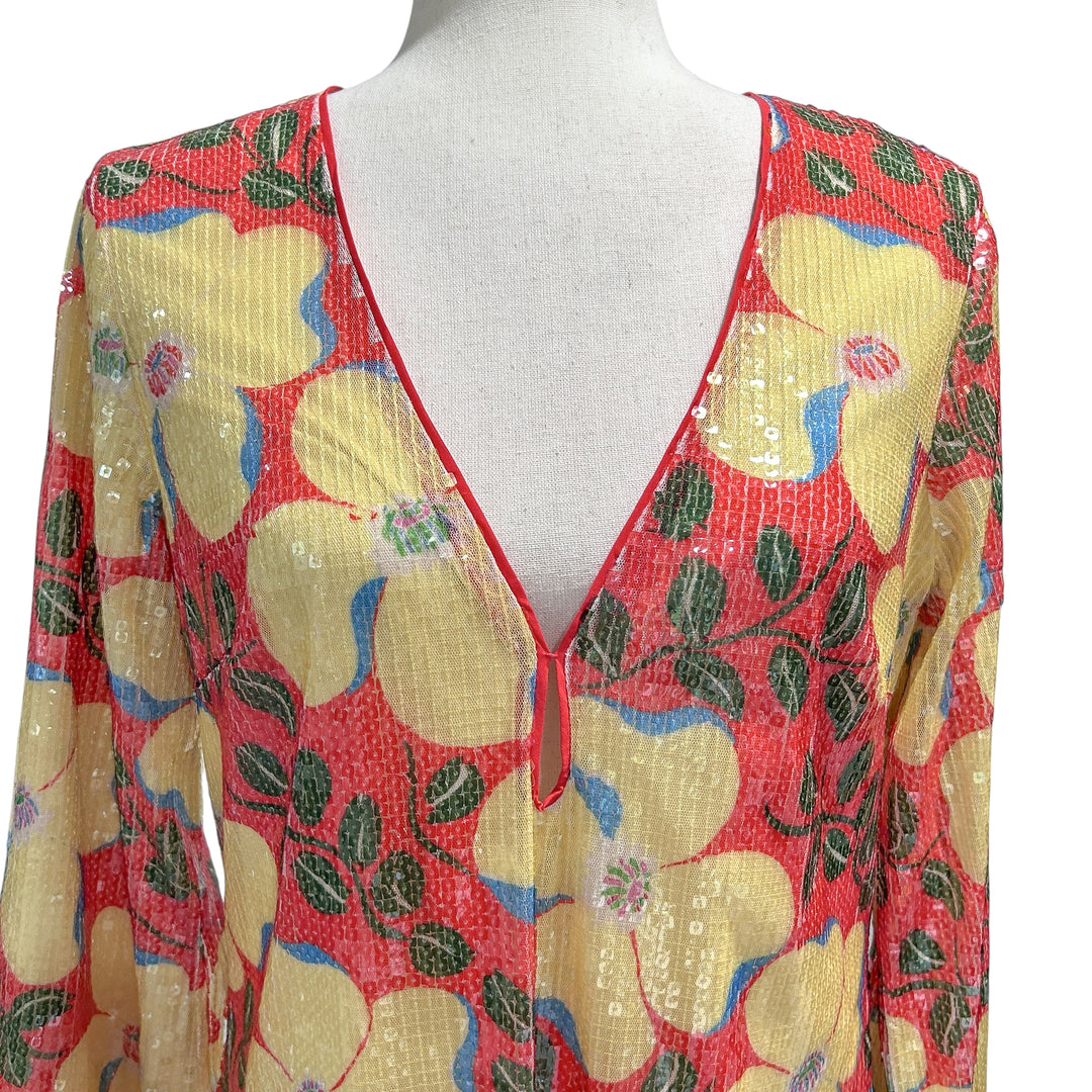 Rhode Size 4 NWT Terry Dress Scarlet Martinique Midi Vacation Boho Sequined