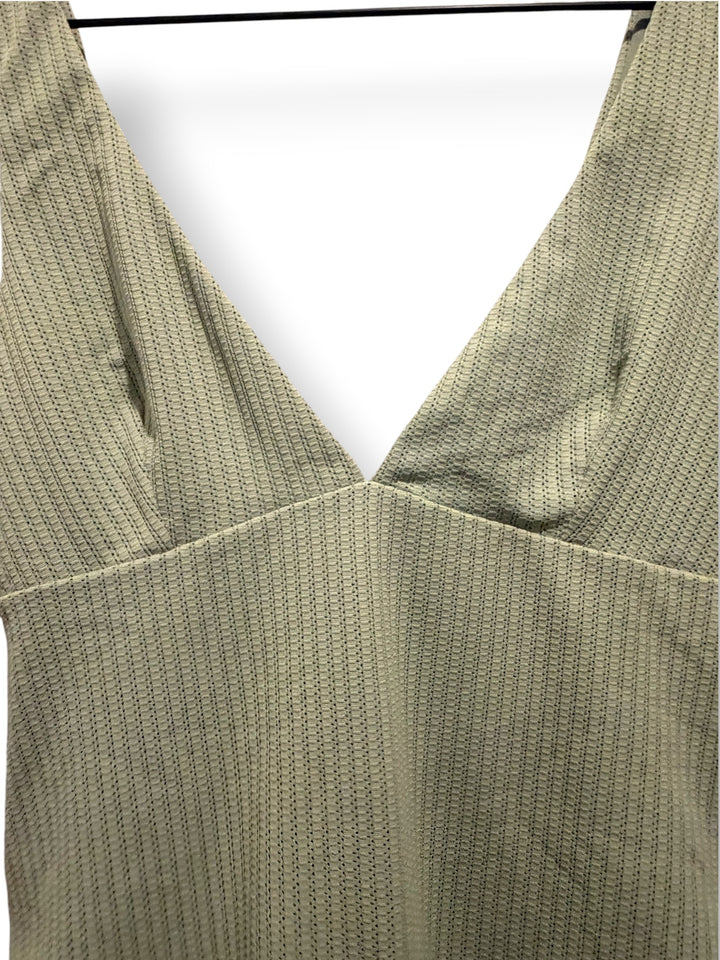 ASOS DESIGN Sage Green Ribbed Mesh Side Lace-Up One Piece Swimsuit Size 12 NWOT